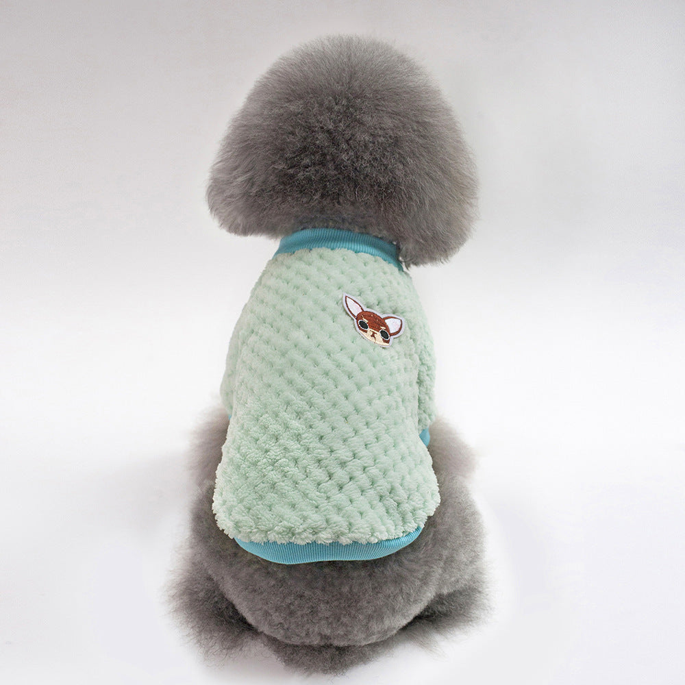 clothes for pets- "Soft Coral Fleece Dog Clothes - Cute and Warm for Autumn/Winter"