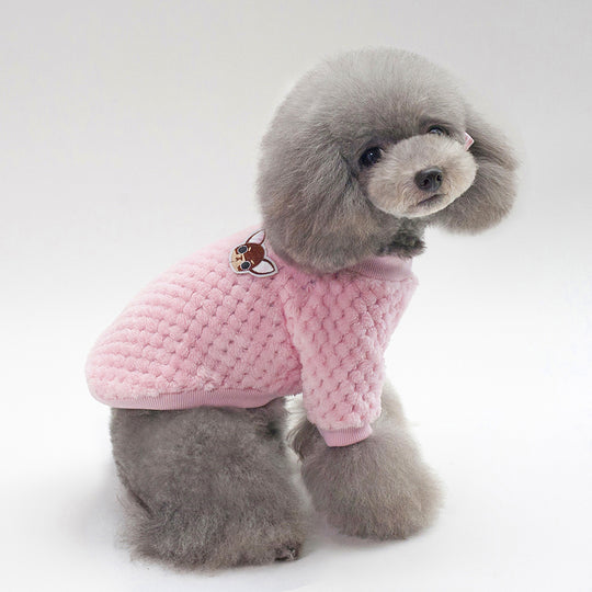 clothes for pets- "Soft Coral Fleece Dog Clothes - Cute and Warm for Autumn/Winter"