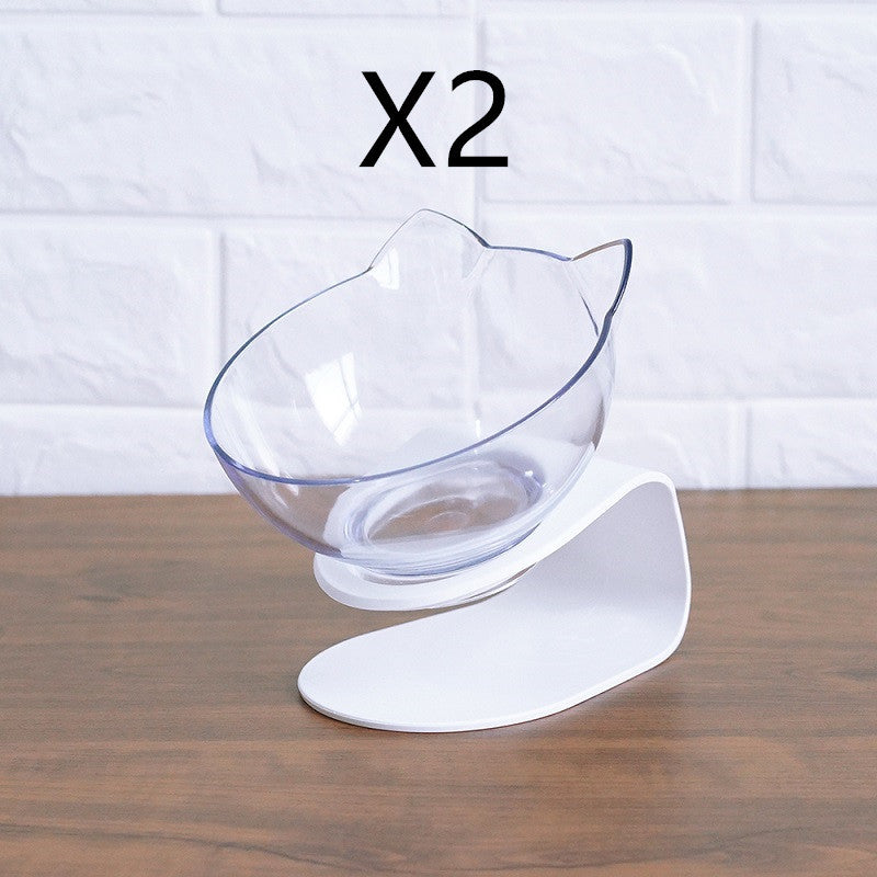 Non Slip Double Cat Bowl With Raised Stand Pet Food Cat Feeder Protect Cervical