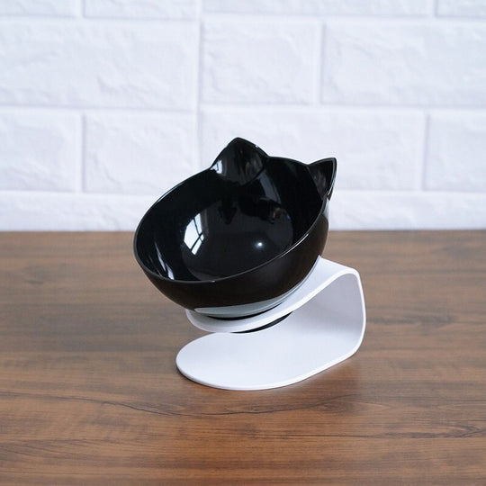 Non Slip Double Cat Bowl With Raised Stand Pet Food Cat Feeder Protect Cervical