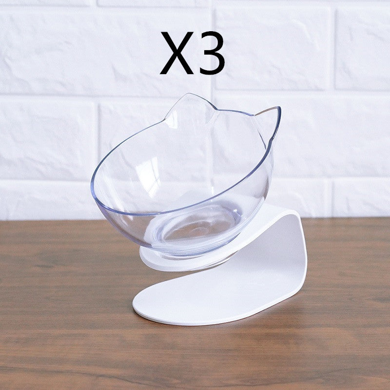 Non Slip Double Cat Bowl With Raised Stand Pet Food Cat Feeder Protect Cervical