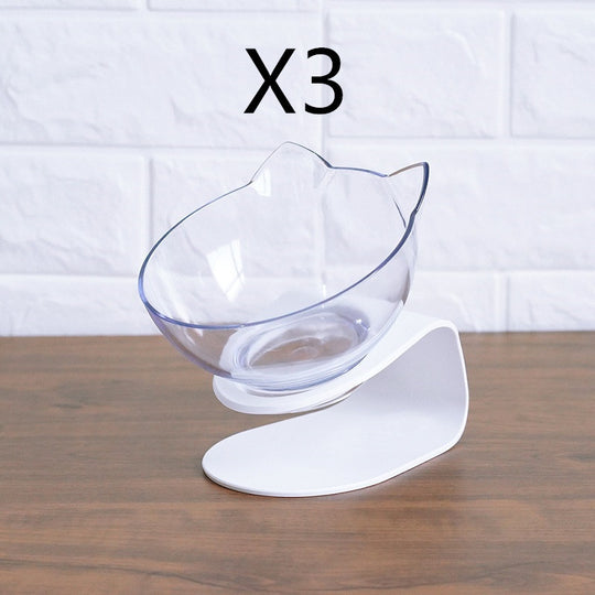 Non Slip Double Cat Bowl With Raised Stand Pet Food Cat Feeder Protect Cervical