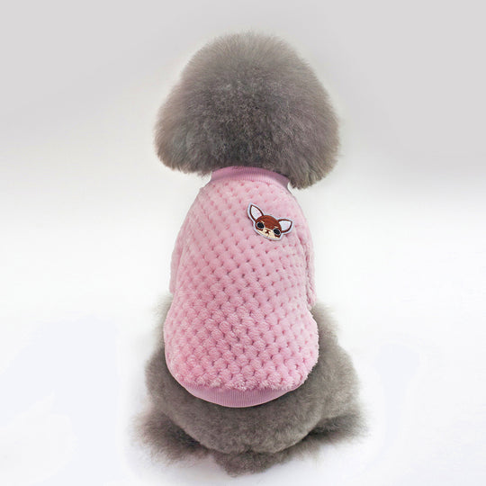 clothes for pets- "Soft Coral Fleece Dog Clothes - Cute and Warm for Autumn/Winter"