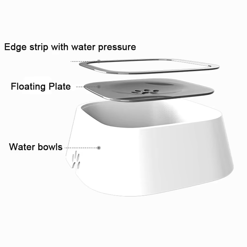 No-Spill Pet Water Bowl with Floating Disc