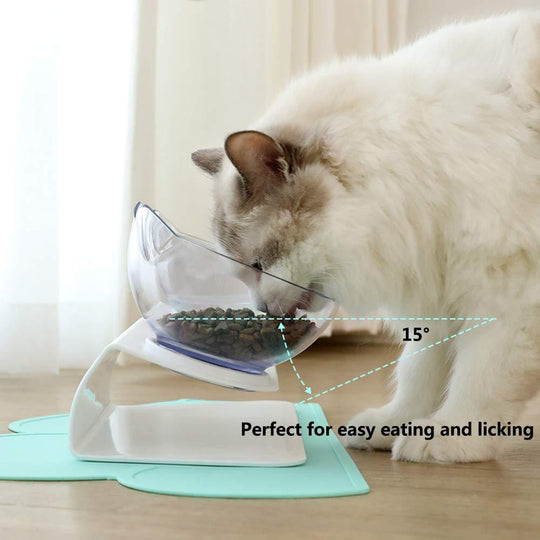 Non Slip Double Cat Bowl With Raised Stand Pet Food Cat Feeder Protect Cervical