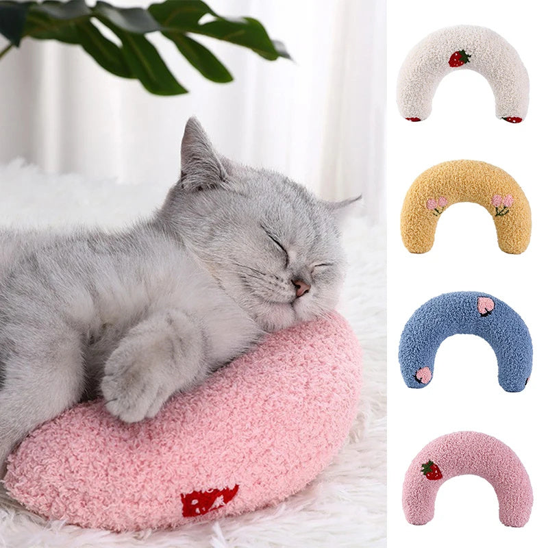 Cozy cat donut pillow Soft pet snuggle bedSmall dog bed cushion